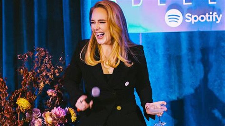 Adele Stuns In Flared Pants & Blazer At Spotify Listening Party For New Album