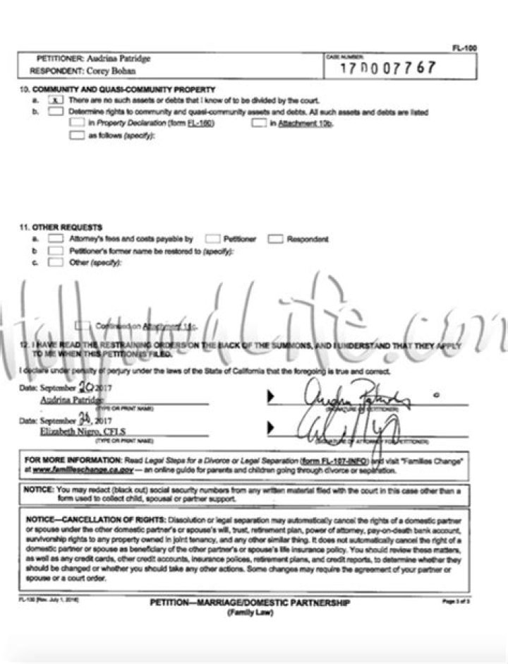 Audrina Patridge & Corey Bohan’s Legal Docs — PICS