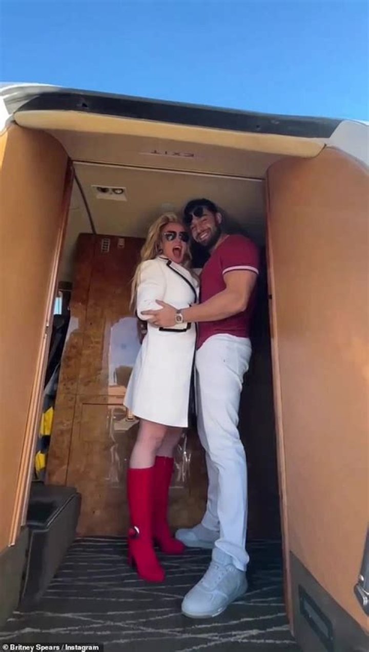 Britney Spears Boards Private Jet In Cut-Off Shorts Before Flying To Maui With BF Sam Asghari
