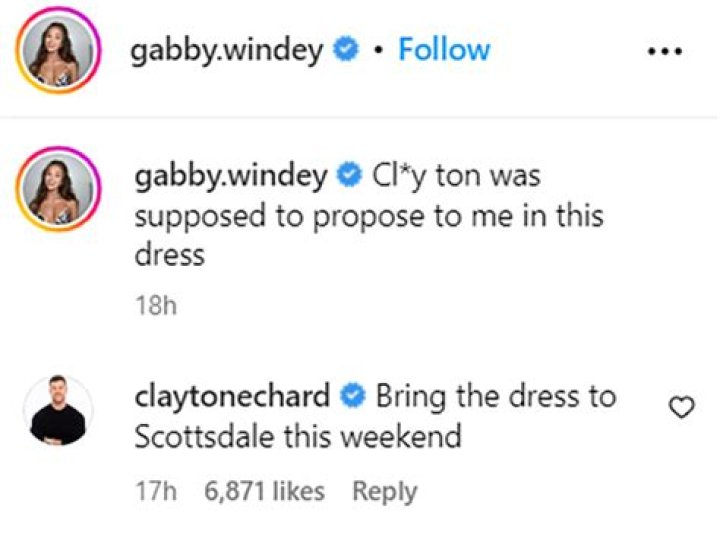 Clayton Echard Leaves Flirty Comment Under Gabby Windey’s Instagram – Hollywood Life