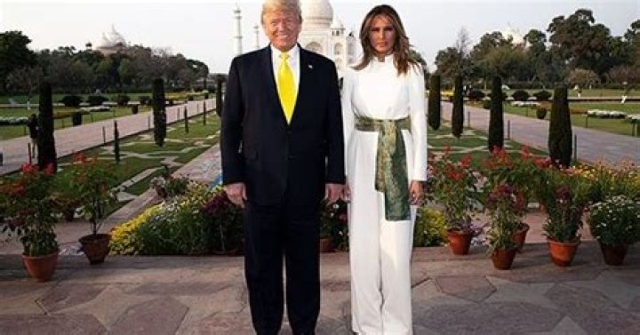 Donald & Melania Trump Awkwardly Stand Side-By-Side Without Touching At Taj Mahal