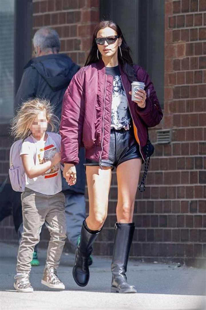 Irina Shayk Rocks Leather Short Shorts In NYC With Daughter Lea, 6, After Weekend Away At Coachella