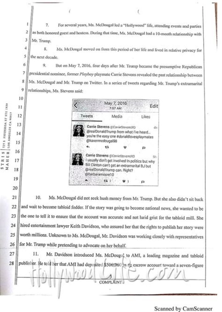 Karen McDougal Lawsuit Docs — PICS