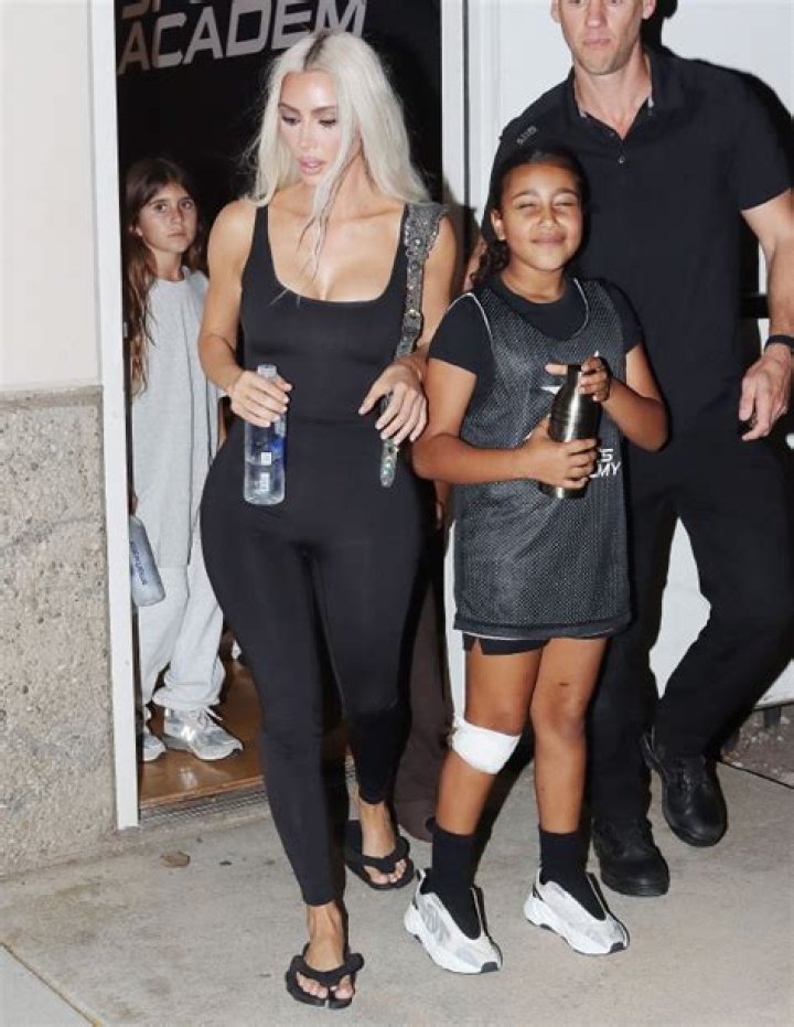 Kim Kardashian In Tank Top, Leggings With Saint At North’s Game: Photos – Hollywood Life