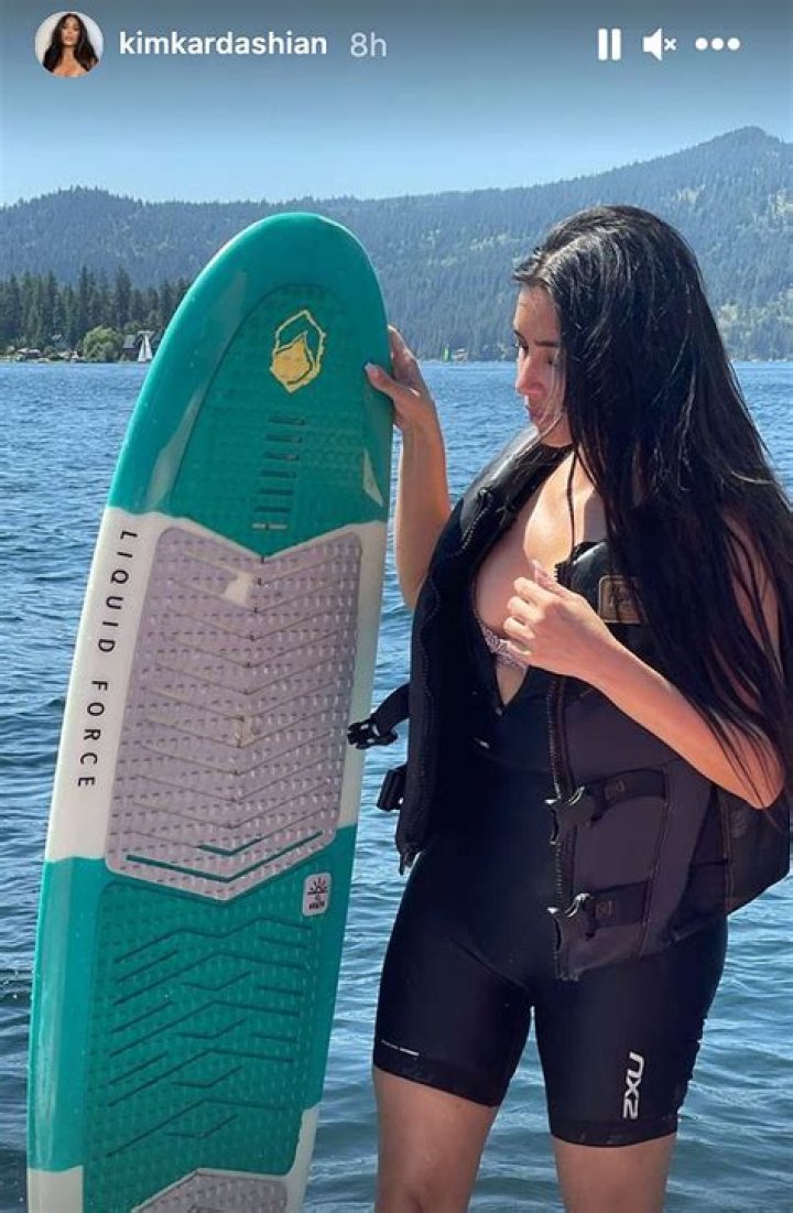 Kim Kardashian Wipes Out While Attempting To Wakeboard In Spandex Shorts — Video