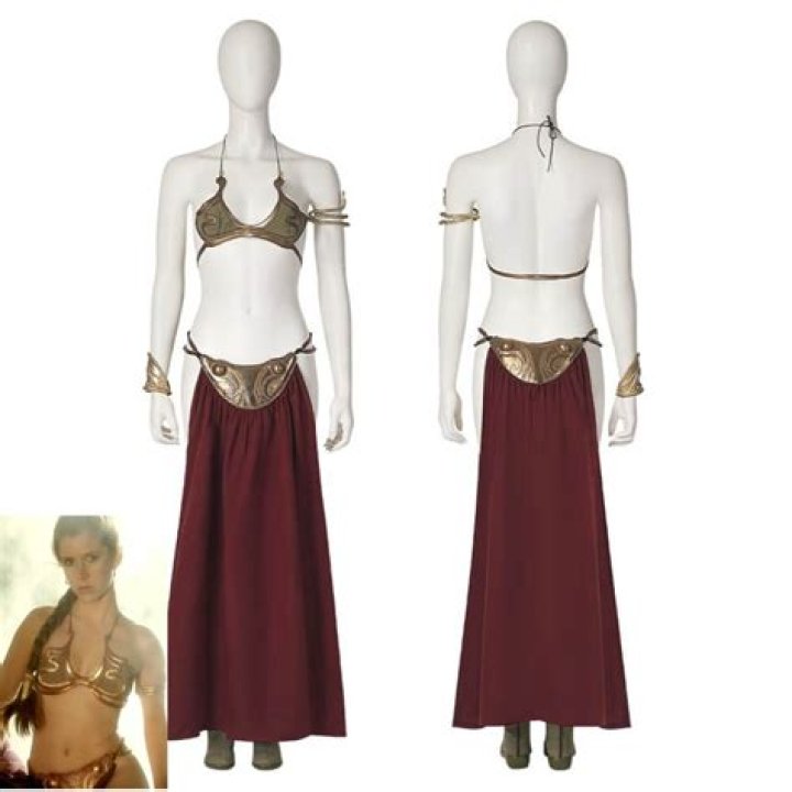 Kourtney Kardashian Channels Princess Leia From ‘Return Of The Jedi’ In Gold Metallic Bikini & Neckpiece