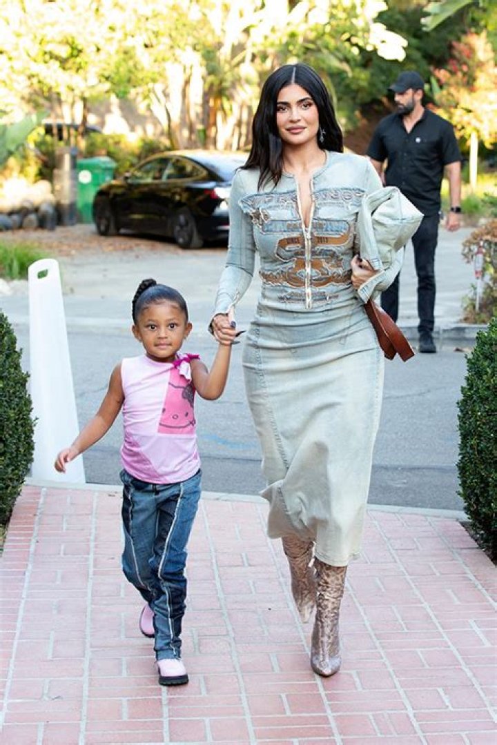 Kylie Jenner & Daughter Stormi, 4, Hold Hands & Rock Denim Looks For Kendall’s 818 Party