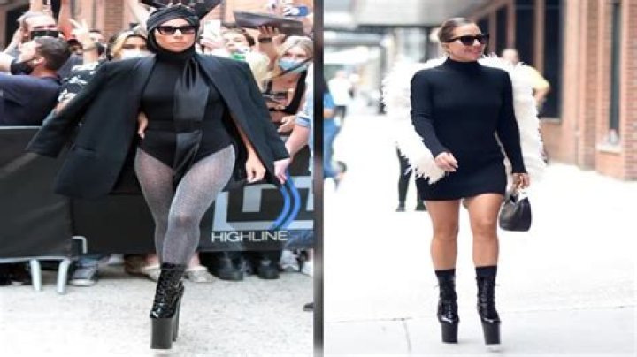 Lady Gaga Looks Angelic In An LBD, Fluffy White Wings & Her Massive Platform Boots