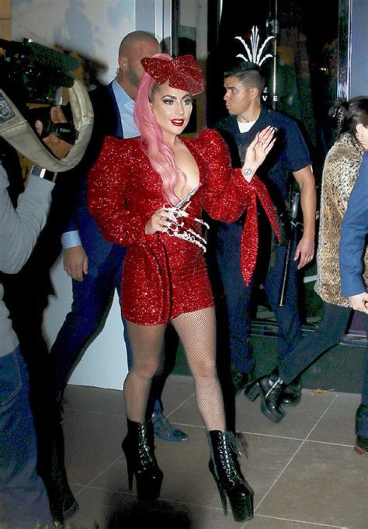 Lady Gaga Stuns In Sparkly Red Dress, Platform Boots & Fishnets – Pic – Hollywood Life