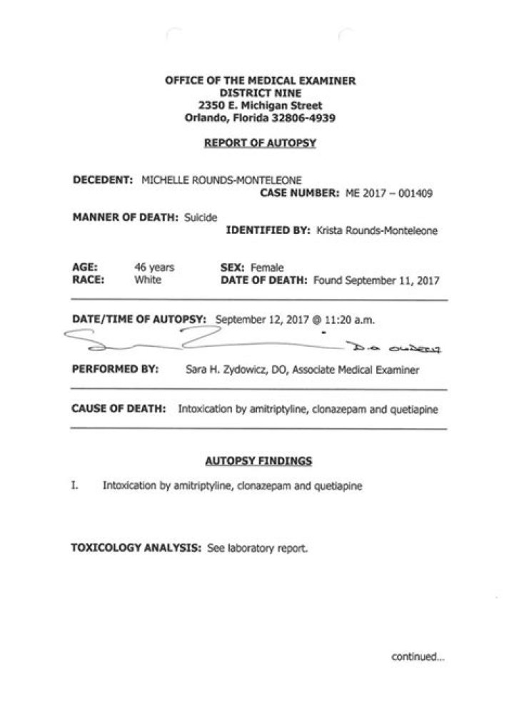 Michelle Rounds’s Autopsy Report — PICS