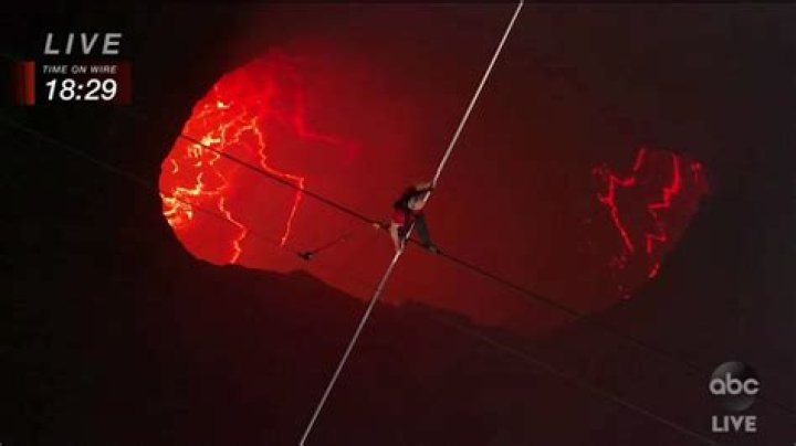 Nik Wallenda Walks 1,800 Ft. Wire Over Lava-Filled Volcano In Death Defying Feat