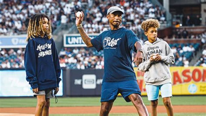 Pharrell Williams Throws First Pitch At Yankees Game With Son: Photos – Hollywood Life