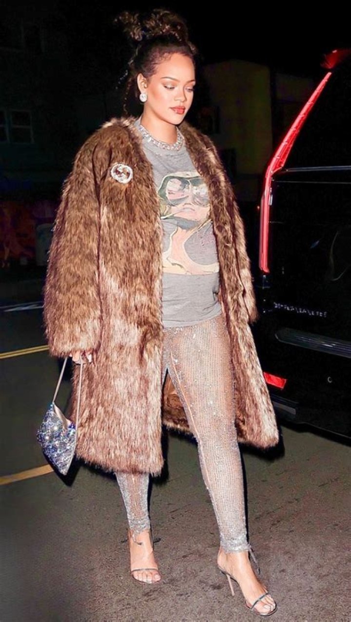 Pregnant Rihanna Wears Sheer Sequined Pants While Out For Dinner Ahead Of Baby No. 2’s Arrival