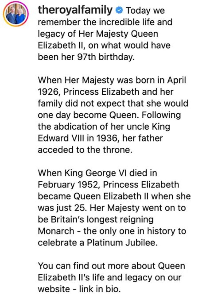 Queen Elizabeth II Honored By Royal Family On Birthday 7 Months After Death: ‘Incredible Life & Legacy’