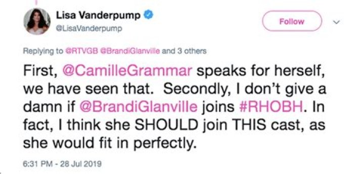 ‘RHOBH’:Lisa Vanderpump Thinks Brandi Glanville ‘Should’ Return: Tweet – Hollywood Life