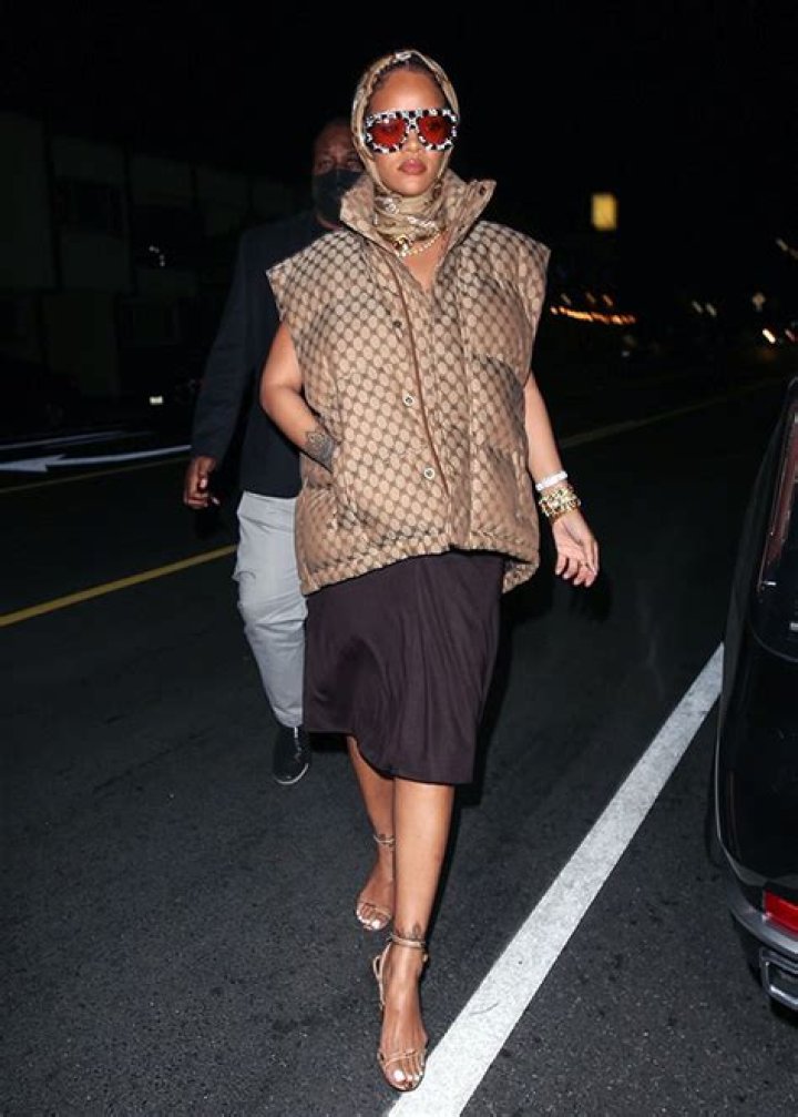 Rihanna Rocks Puffy Vest & Skirt For Dinner Date With A$AP Rocky — Photos