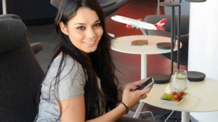 Vanessa Hudgens Enjoys The New Virgin America Loft At LAX