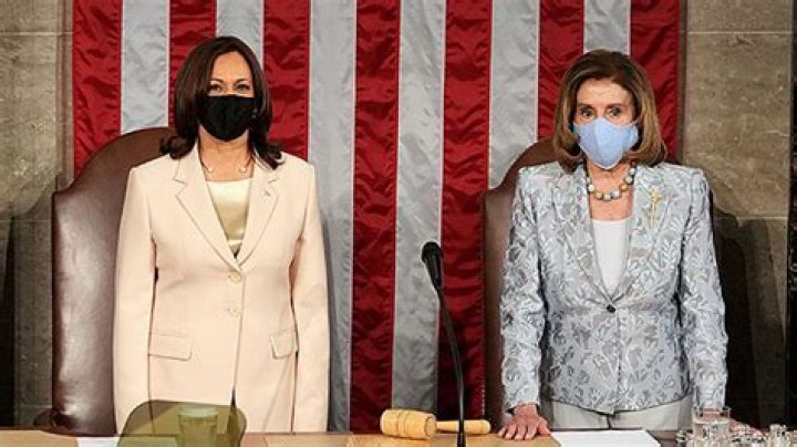 VP Kamala Harris & Nancy Pelosi Elbow Bump As They Make History Sitting Behind Biden At Congress — Watch